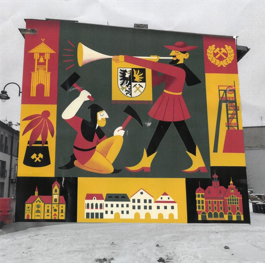 Mural nr 1 – nazwa projektu „Tarnogórscy gwarkowie”...