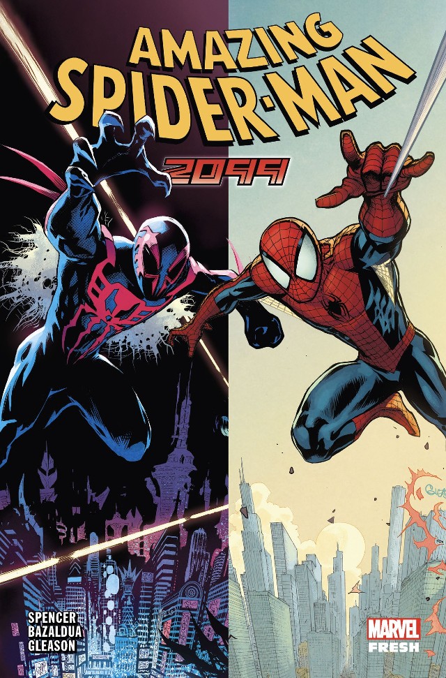 Marvel Fresh. Amazing Spider-Man – 2099, tom 7Scenariusz: Nick SpencerRysunki: Bazaldua, Patrick GleasonPrzekład: Bartosz Czartoryski Oprawa: miękka ze skrzydełkamiObjętość: 120 stronFormat: 167x255Cena: 49,99ISBN: 978-83-281-5713-2Język oryginału: angielskiSeria: Marvel FreshKategoria: komiks amerykańskiTematyka: superbohaterowieSiódmy tom przygód Spider-Mana ze scenariuszami Nicka Spencera wydanych w kolekcji Marvel Fresh. Przyszłości grozi niebezpieczeństwo! Miguel O'Hara, Spider-Man z 2099 roku, powraca do teraźniejszości i musi znaleźć Petera Parkera! Sprawy się komplikują, gdy trafia do tajnego więzienia Roxxonu. Tymczasem współczesny Spider-Man mierzy się ze swoimi „zwykłymi” wrogami, stawia czoło rodzinnym problemom i międzynarodowym incydentom. Kłopoty sieciogłowych z dwóch różnych epok zaczynają się zazębiać, a los świata zdaje się spoczywać w rękach Petera, Miguela i… Victora Von Dooma. Jaki złoczyńca jest aż tak potworny, że Doom i Spider-Man muszą się sprzymierzyć? I co to wszystko ma wspólnego z Silver Sable? Album zawiera materiały opublikowane pierwotnie w zeszytach Amazing Spider-Man (2018) #32–36, a następnie w tomie Amazing Spider-Man by Nick Spencer vol. 7: 2099. Scenariusz napisał Nick Spencer, a rysunki stworzyli Bazaldua i Patrick Gleason.