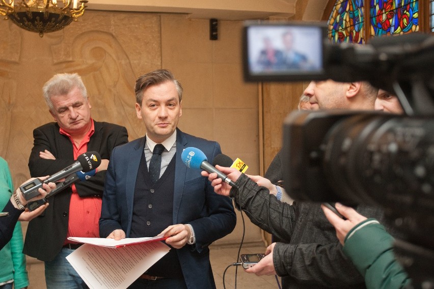 Konferencja prasowa w Urzędzie Miasta w Słupsku.