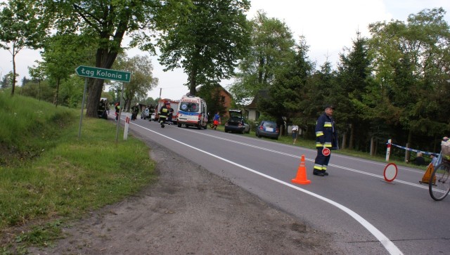 Droga krajowa numer 22 między Czerskiem a Łęgiem. Do wypadku doszło na wysokości zjazdu do Łęga Kolonii.