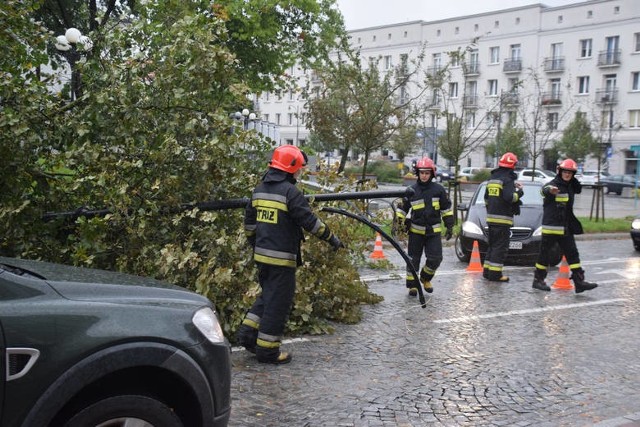 Interwencje strażaków dotyczyły połamanych drzew i gałęzi na drogach.