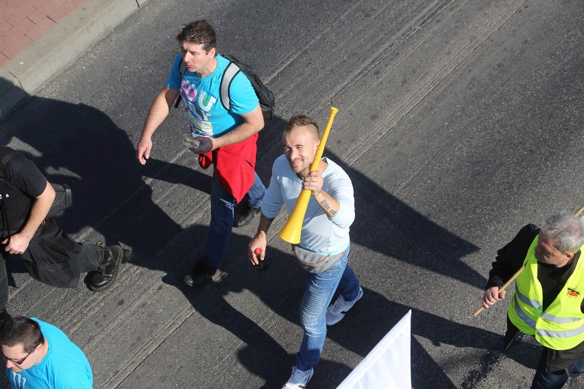 Demonstracja górników w Sosnowcu i Katowicach