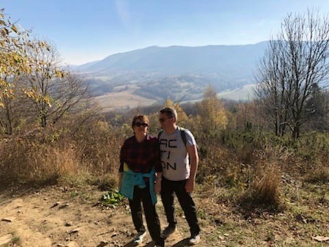 Z żoną Barbarą na wycieczce w Bieszczadach