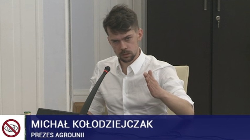 Michał Kołodziejczak, lider AgroUnii przed komisją senacką...