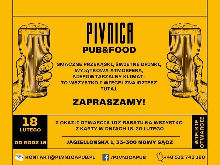 NOWY SĄCZ
Piątek - 18 lutego
Pivnica zaprasza