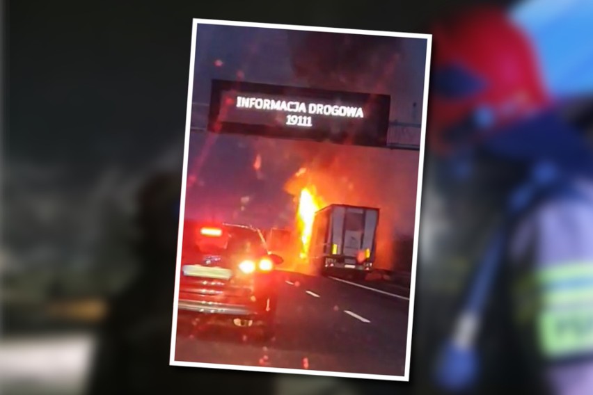 Pożar ciężarówki na trasie S5 pod Świeciem. Na miejscu 5 zastępów strażaków - mamy zdjęcia i wideo