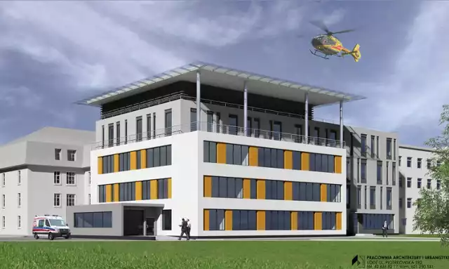 Tak ma wyglądać łącznik przy szpitalu powiatowym. Na dachu będzie lądowisko dla helikopterów. Koszt rozbudowy szpitala i utworzenia przy nim ośrodka badawczego szacuje się na 20-25 mln zł.