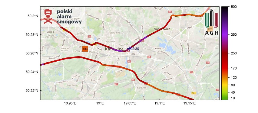 Kolor pomarańczowy oznacza dostateczną jakość powietrza (120...