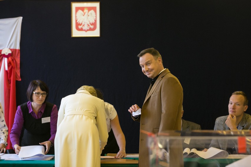 Andrzej Duda głosujący w Krakowie