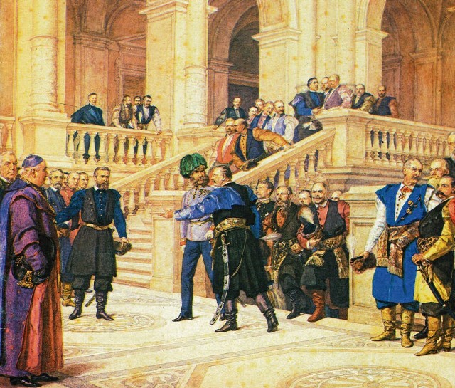 Henryk Rodakowski, „Wizyta cesarza w gmachu Sejmu Krajowego we Lwowie”, 1881 r.
