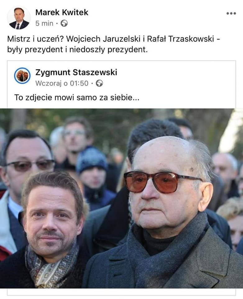 Poseł Marek Kwitek z Sandomierza na Facebooku porównał Trzaskowskiego do Jaruzelskiego. Zrobiła się burza, poseł przeprasza