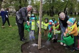 Prezydent Jacek Jaśkowiak posadził z przedszkolakami drzewo wylicytowane na WOŚP