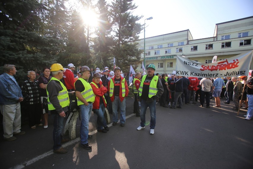 Demonstracja górników w Sosnowcu i Katowicach