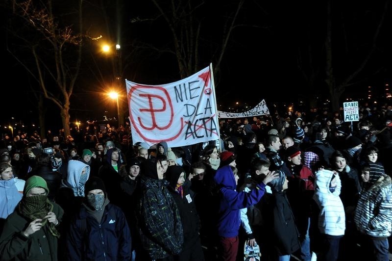 Protest przeciwko ACTA w Szczecinie