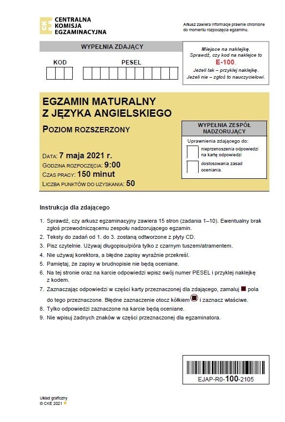 Matura 2021. Język angielski - poziom rozszerzony: ARKUSZE...