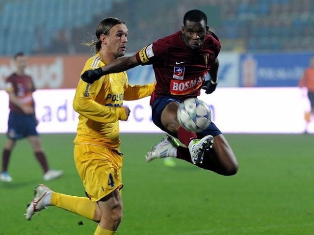 Donald Djousse strzelił dwa gole dla Pogoni w meczu z Arką.