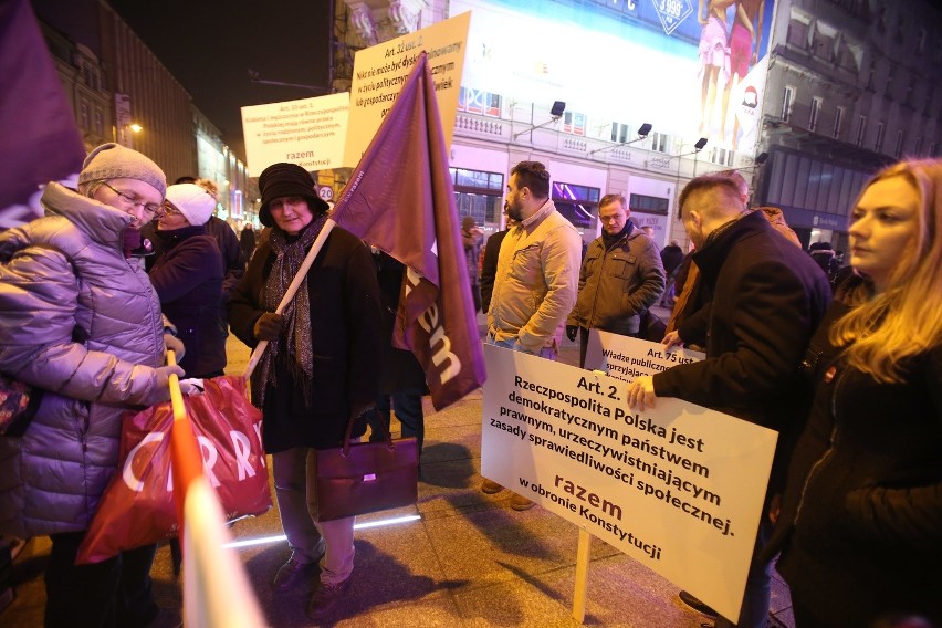 Demonstracja Partii Razem w Katowicach