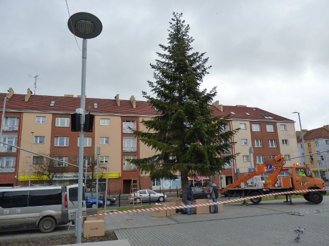 Na Rynku Staromiejskim w Koszalinie trwają do przygotowania do Świąt Bożego Narodzenia. Na placu przed ratuszem pojawiły się świąteczne iluminacje oraz stanęła wysoka choinka.