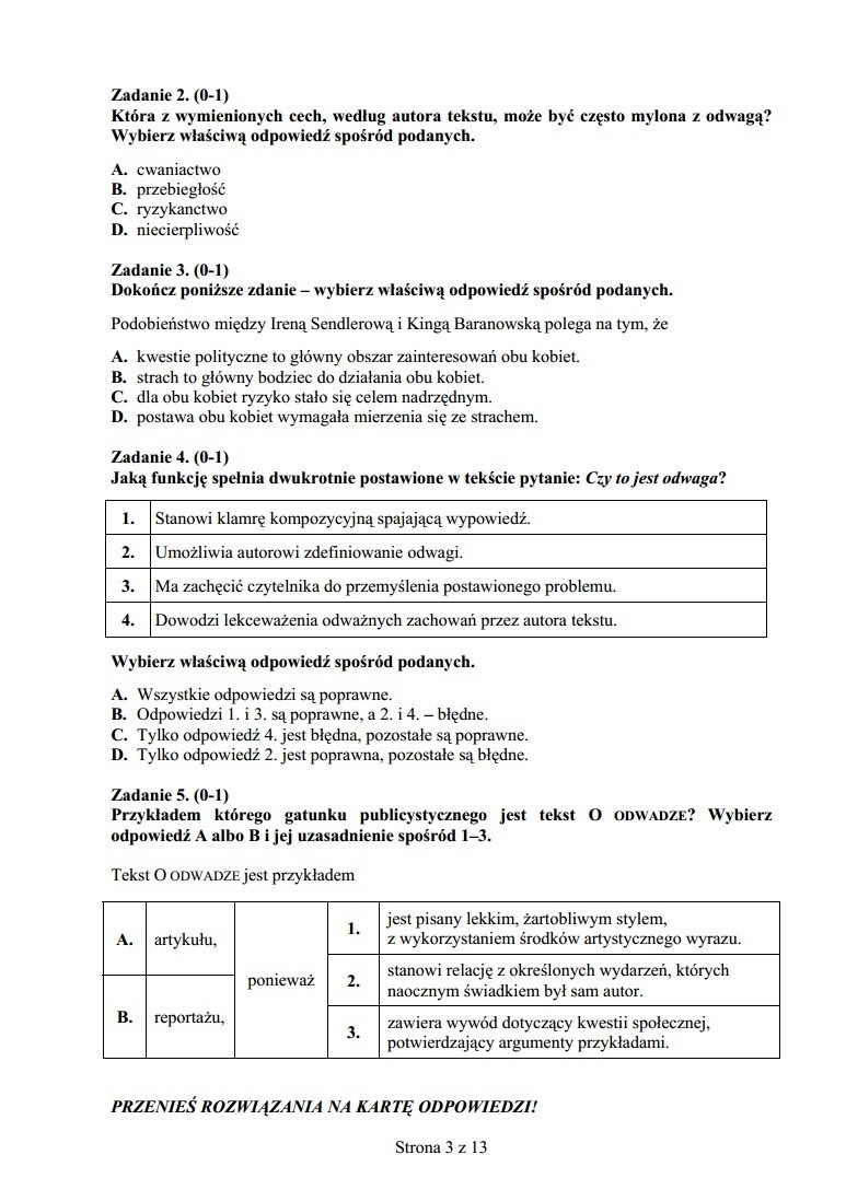 Egzamin gimnazjalny 2014 [ARKUSZE PYTAŃ, TESTY, ZADANIA] Zobacz pytania z języka polskiego