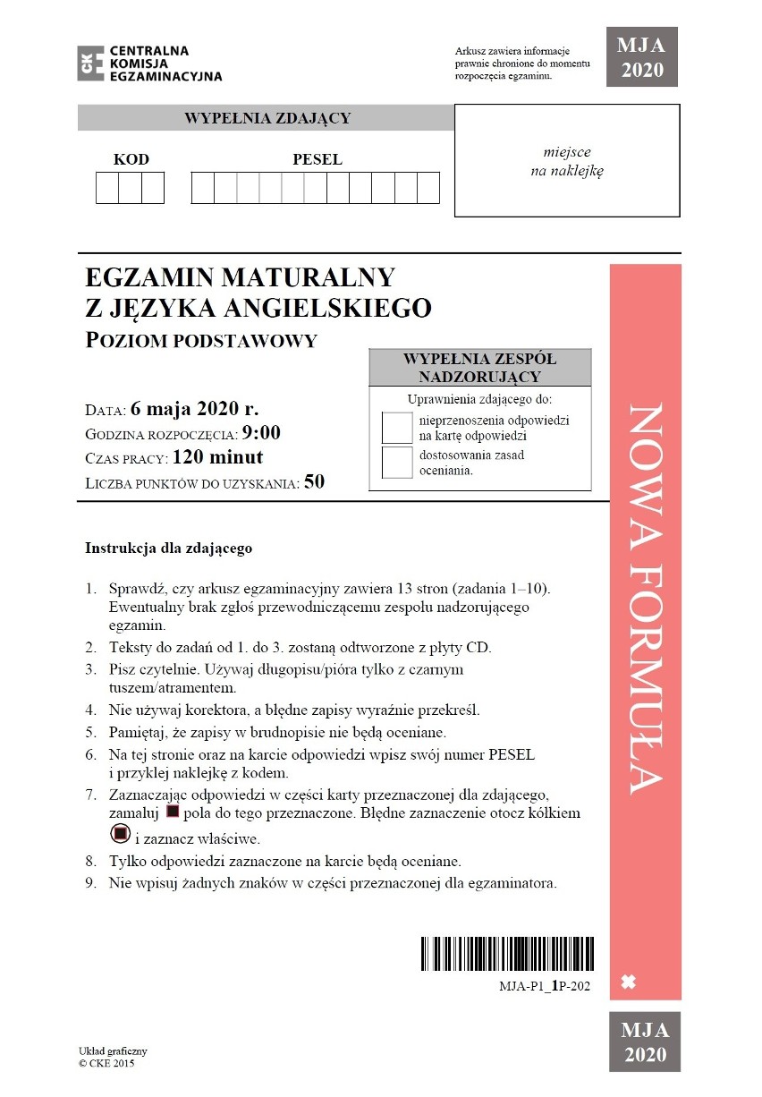 Matura 2020 angielski podstawa. ARKUSZ CKE, odpowiedzi. Co było na egzaminie z j. angielskiego 10.06.2020? Relacje uczniów. Znów przeciek?