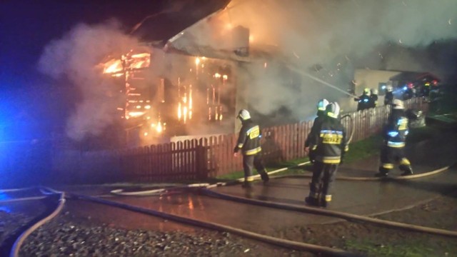 Pożar budynku w Przyborowie Moczarkach