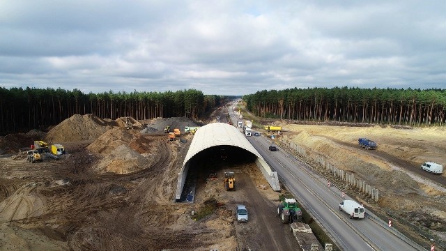 Trwa przebudowa południowej jezdni drogi krajowej A18. Po zakończeniu prac nowa droga będzie miała parametry autostrady. Roboty mają zakończyć się za dwa lata, pod koniec 2023 roku. Oto najnowsza porcja zdjęć z budowy lubuskiego odcinka. Droga krajowa nr 18 należy do ważniejszych dróg w naszym kraju. Łączy autostradę A4 z przejściem granicznym w Olszynie. Starą drogę krajową nr 18, a obecnie jej nitkę południową, wybudowali Niemcy w latach 30. XX wieku. Stanowiła ona fragment autostrady Berlin - Wrocław. W listopadzie 2004 roku rozpoczął się pierwszy etap dostosowywania drogi krajowej nr 18 do parametrów przyszłej autostrady A18. Do istniejącej drogi dobudowana została równoległa, jezdnia północna, którą oddano do użytku w 2006 roku. Prace na południowej jezdni rozpoczęły się w pod koniec marca 2020 r.Inwestycja została podzielona na cztery odcinki realizacyjne:- Pierwszy, biegnący od granicy państwa do ok. dwóch kilometrów za węzłem Żary Zachód w stronę Wrocławia liczy 11,6 km. Jego warto określono na 185,9 mln zł. Ma zostać zakończony do II połowy 2023 roku.- Drugi, zaczynający się dwa kilometry za węzłem Żary Zachód w stronę Wrocławia do blisko czterech kilometrów przed węzłem Iłowa będzie kosztował 254,1 mln zł. Prace w tym miejscy mają potrwać do II połowy 2022 roku.- Trzeci odcinek, od czwartego kilometra przed węzłem Iłowa ciągnie się do granicy województwa lubuskiego oraz dolnośląskiego. Łącznie ma 16,2 km. Jego koszt oszacowano na 175,1 mln zł. Przewidywany termin zakończenia robót to koniec 2023 roku. - Czwarty odcinek biegnie od granicy województw do węzła Golnice, razem 21,5 km. Umowa na jego realizację opiewa na 258,7 mln zł. Prace mają zostać zakończone do połowy 2023 roku.Generalna Dyrekcja Dróg Krajowych i Autostrad opublikowała właśnie najnowsze zdjęcia z budowy A18 w Lubuskiem. Oprócz nowej jezdni powstają także przejścia dla zwierząt. Wideo: Budowa przejścia dla zwierząt:Czytaj także: „Najdłuższe schody Europy” w przebudowie. Zobacz, jak przebiegają prace dotyczące autostrady A18Wideo: Budowa autostrady A18 Materiał z czerwca tego roku