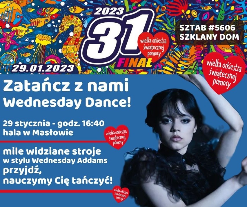 Wednesday dance podczas 31. Finału WOŚP w Masłowie. Każdy będzie mógł zatańczyć kultowy układ. Zobacz wideo
