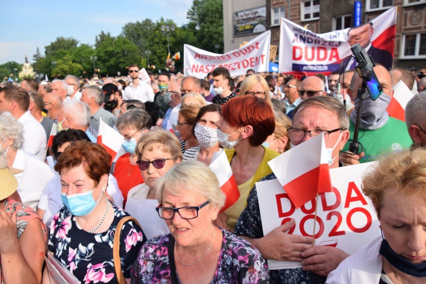 Prezydent Polski Andrzej Duda na wiecu wyborczym w kampanii...