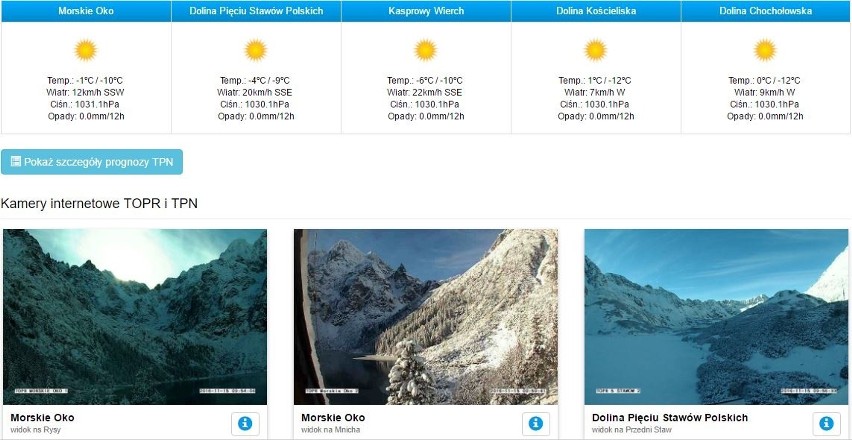 Nowy wygląd strony TOPR z prognozą pogody dla turystów w Tatrach
