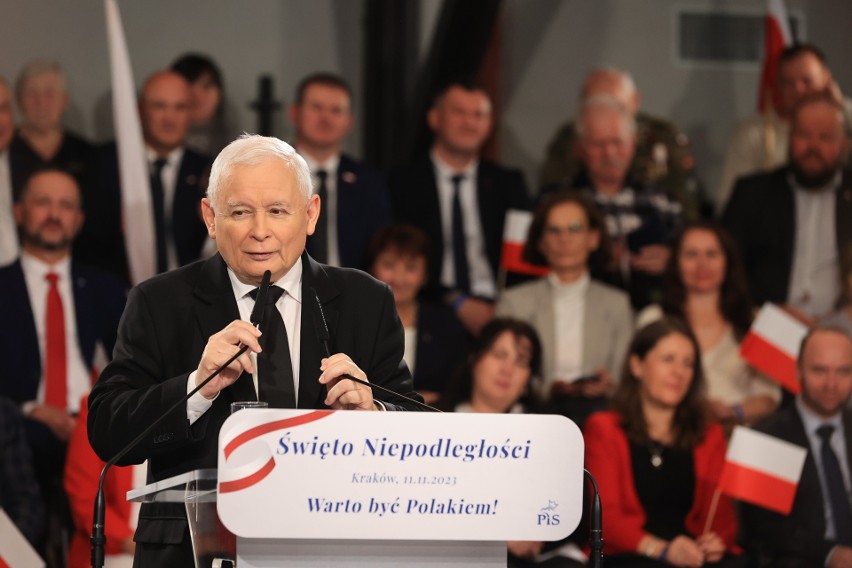 Prezes PiS Jarosław Kaczyński w Krakowie bierze udział w...