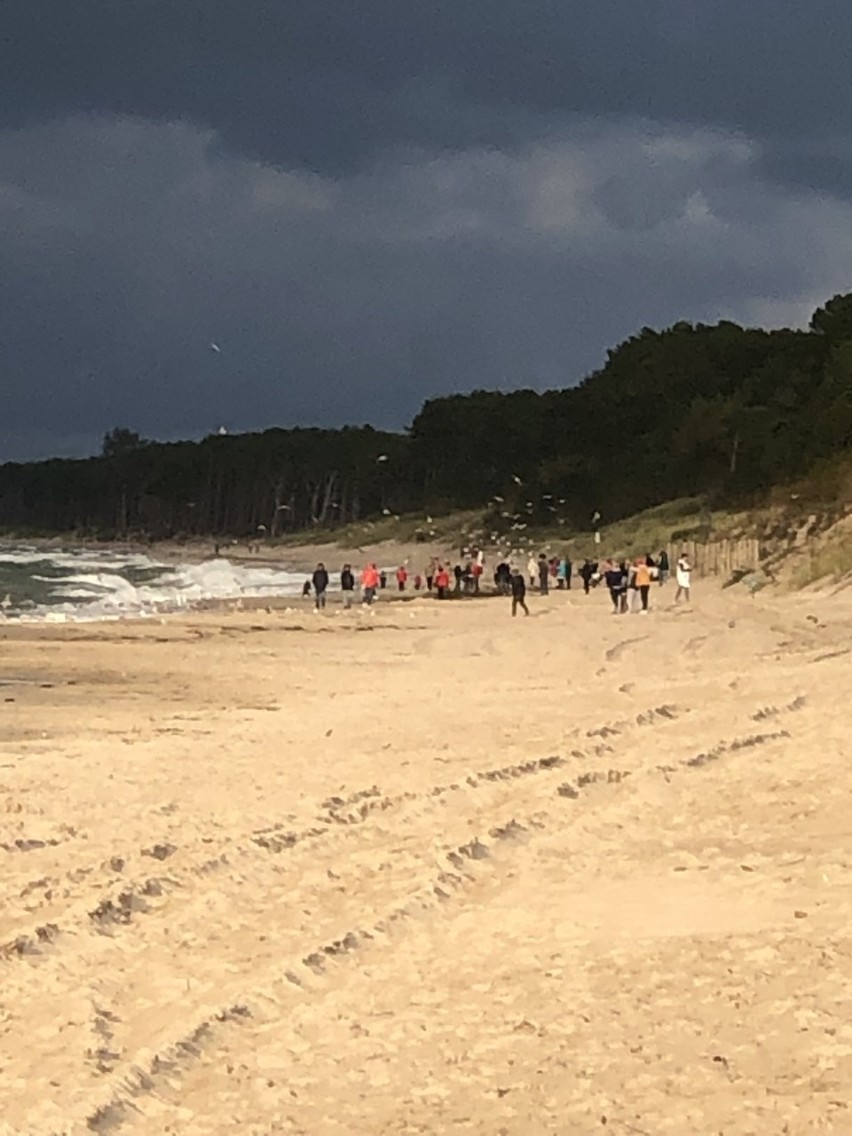 Morze wyrzuciło na plażę w Mielnie trzy podejrzane beczki