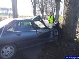 Wypadek na trasie Gębałka-Stręgiel. Kierowca audi zjechał z drogi i uderzył w przydrożne drzewo (zdjęcia)