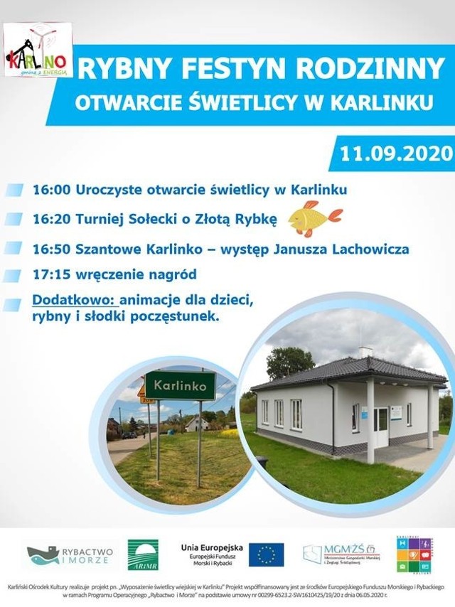 W piątek, 11 września, na godz. 16 zaplanowano uroczyste otwarcie świetlicy wiejskiej w Karlinku.