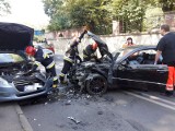 Pościg na Piotra Skargi w Szczecinie. Dwie osoby ranne, trzy samochody rozbite [zdjęcia]