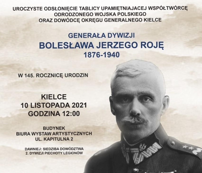 W Kielcach odsłonią tablicę upamiętniającą generała Bolesława Roję