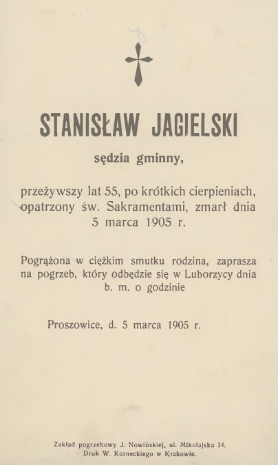 Nekrolog Stanisława Jagielskiego, drugiego (po Antonim...