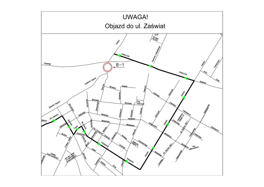 Remont przejazdu kolejowego na ul. Zaświat w Bydgoszczy. Mapa objazdów