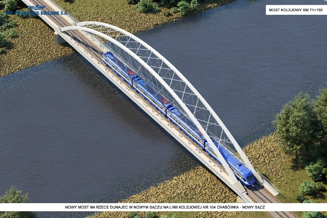 Tak będzie wyglądał nowy most kolejowy na Dunajcu w Nowym Sączu, kt&oacute;ry powstanie w ramach inwestycji