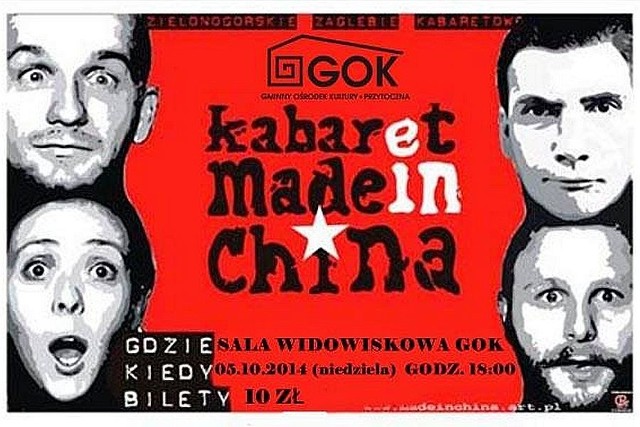 W Gminnym Ośrodku Kultury w Przytocznej wystąpi kabaret Made In China.