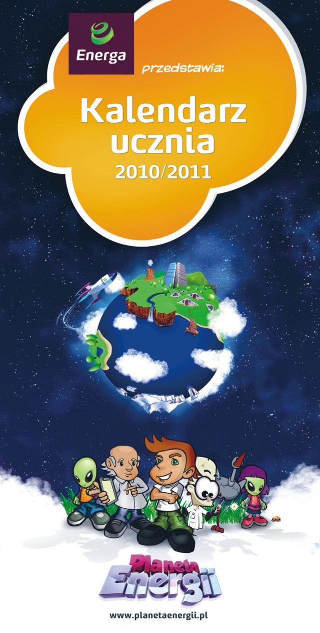 Okładkę "Kalendarza ucznia" na nowy rok ozdobiła efektowna grafika wykorzystana na stronach serwisu www.planetaenergii.pl