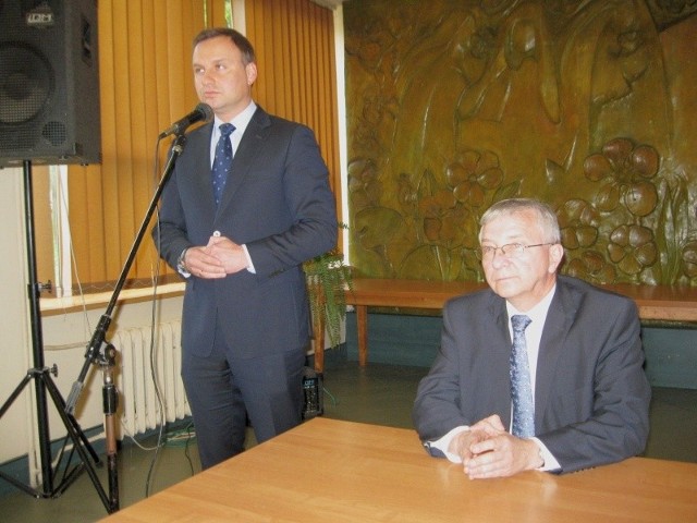 Andrzej Duda i Krzysztof Lipiec na spotkaniu w Starachowicach