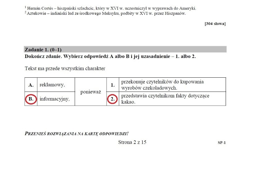 Odpowiedzi ze sprawdzianu szóstoklasisty 2016 - język polski...