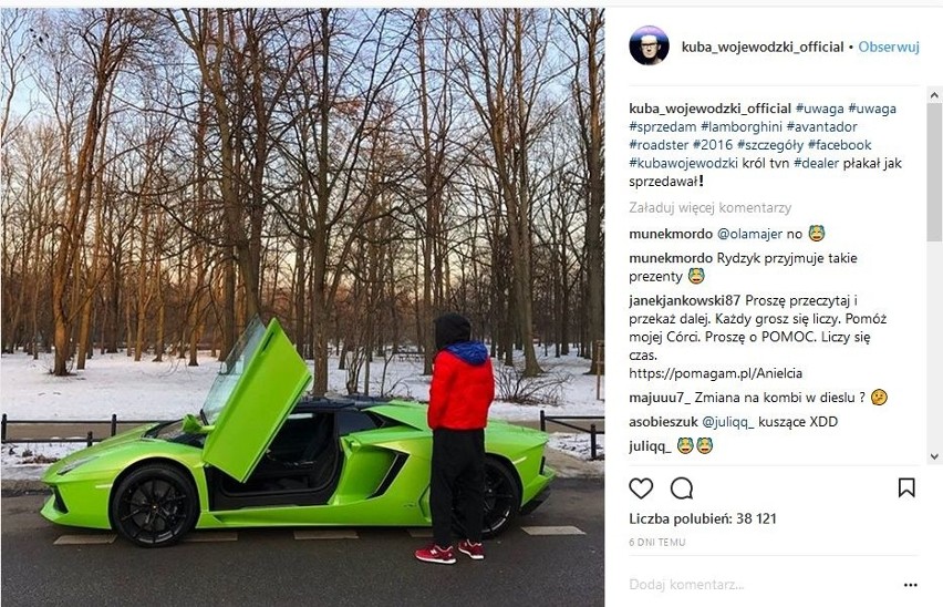 Kuba Wojewódzki sprzedaje swoje Lamborghini Aventador. Auto...