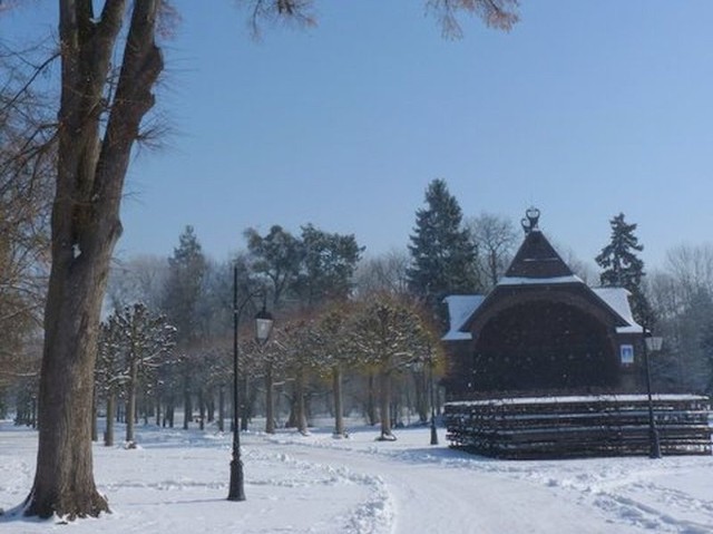 Zimowy krajobraz Ciechocinka.