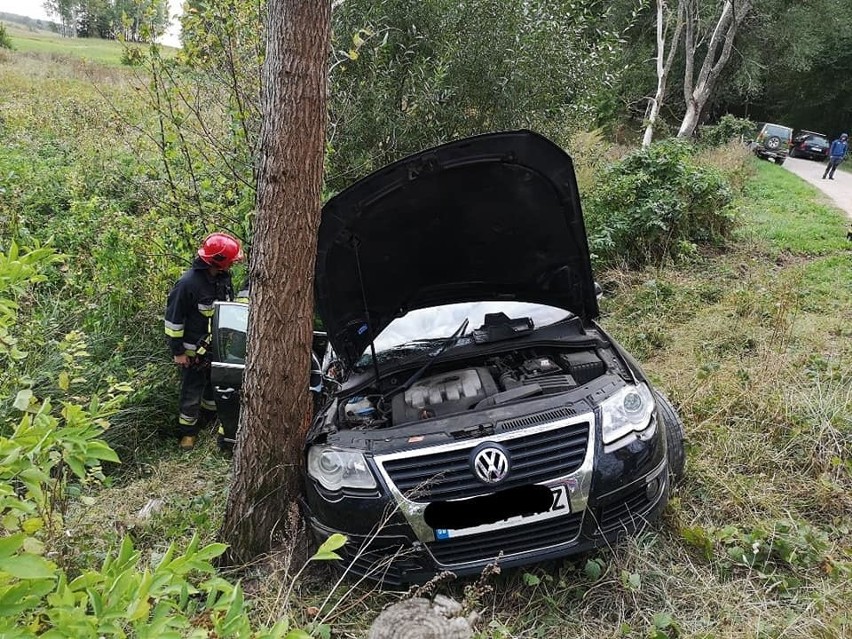 Ublik: Wypadek w powiecie piskim. Samochód osobowy uderzył w przydrożne drzewo [ZDJĘCIA] 16.09.2019