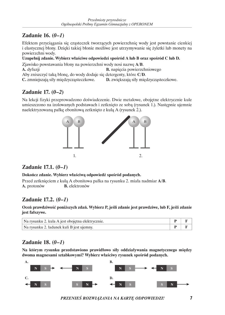 Próbny egzamin gimnazjalny 2018 OPERON: część przyrodnicza