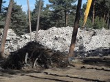 Wyburzanie dawnego budynku LOT w Ustce. Postępuje sprzątanie gruzowiska po rozbiórce