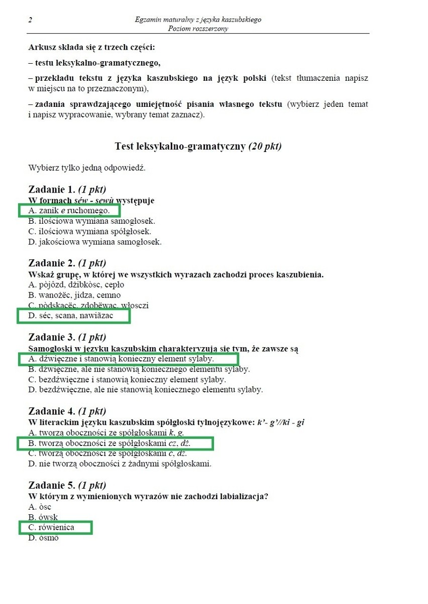 MATURA 2013 z CKE. Język kaszubski - poziom rozszerzony [ARKUSZE, PYTANIA, ODPOWIEDZI]