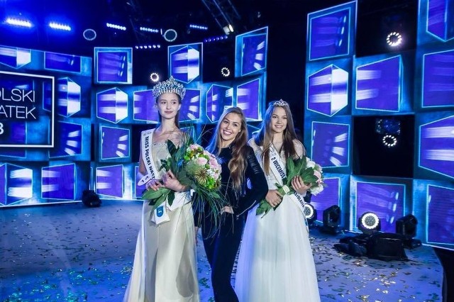 Anna Kurządkowska (w środku) z Zuzanną Poteraj (z lewej) - Miss Polski Nastolatek 2018 i Wiktorią Wiśniewską - II Wicemiss