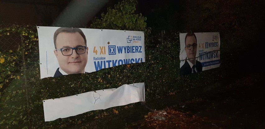Wybory samorządowe 2018 w Radomiu. Zniszczone banery wyborcze w Radomiu. Sprawców szuka policja. Obaj kandydaci: to smutna norma w kampanii